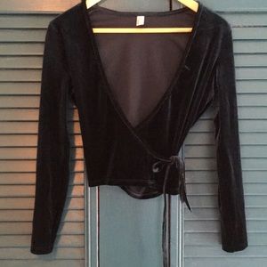 American apparel velour wrap top